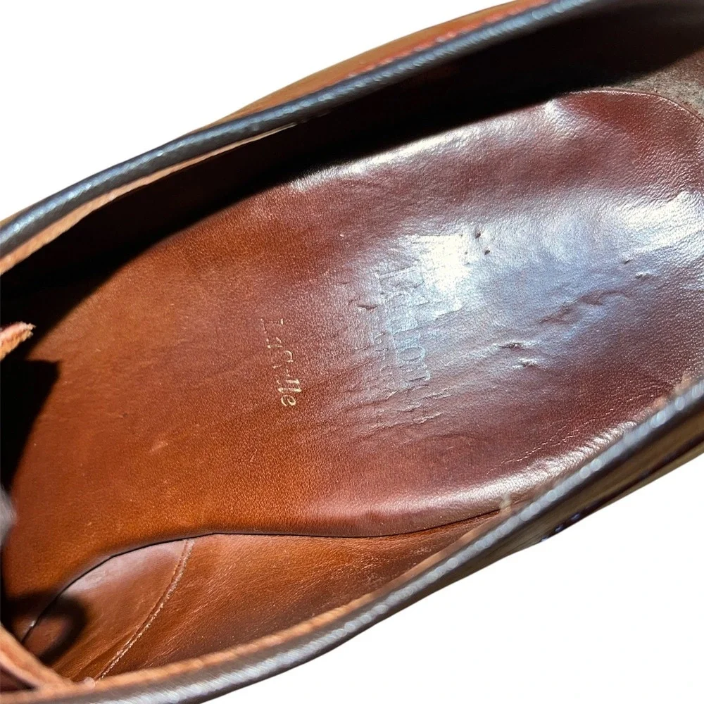 Allen Edmonds LaSalle Split Toe Derby Mens 12 Cognac Brown Leather Dress Shoes